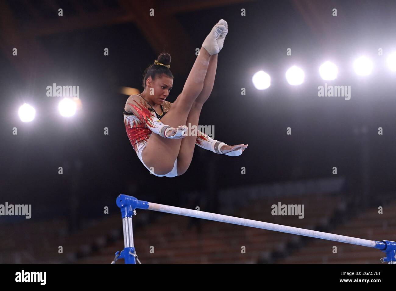 Jutta VERKEST (Bel), Action Uneven Bars, Gymnastik, All Around Women, künstlerische Gymnastik, Gymnastik Frauen`s Rundum-Finale, Teamwettbewerb der Frauen am 29. Juli 2021, Ariake Gymnastik Zentrum. Olympische Sommerspiele 2020, ab 23.07. - 08.08.2021 in Tokio/Japan. Â Stockfoto